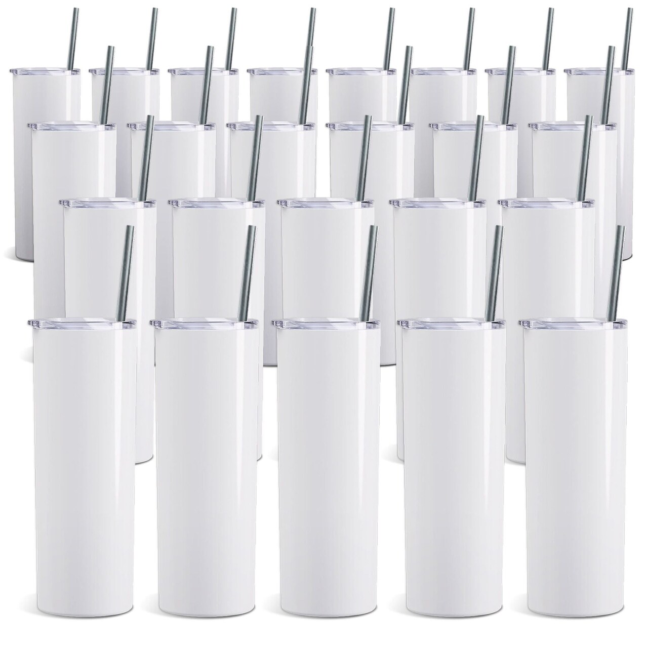 ProSub 20oz Straight Skinny Tumbler Sublimation Blanks Gloss White - 60 Pack
